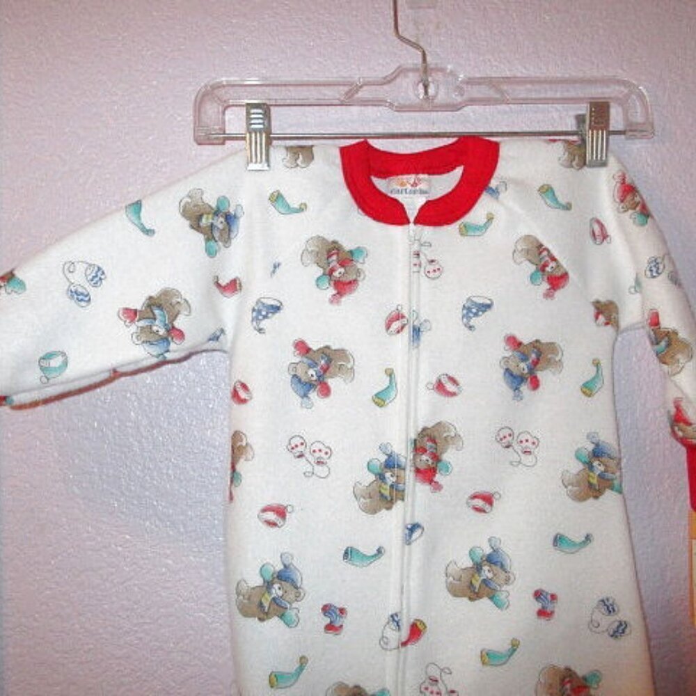 Vtg Carter's Baby Teddy Bears Footed Pajama Sleeper Size 2T Cozy Fleece NWT - Picture 2 of 11